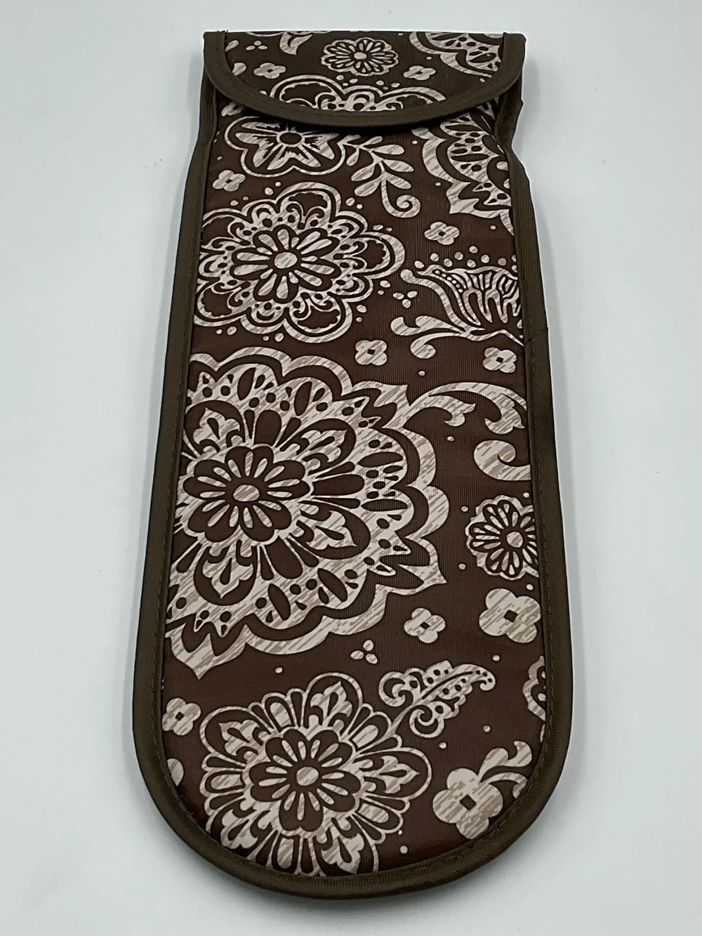 Thirty-One Brown Woodblock Floral Curling Flat Iron Case